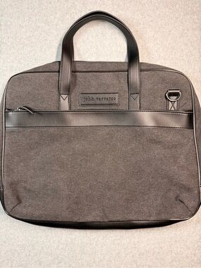 John Varvatos Charcoal Black Canvas Laptop Brief